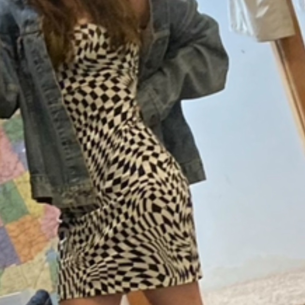 Black and white checkered dress